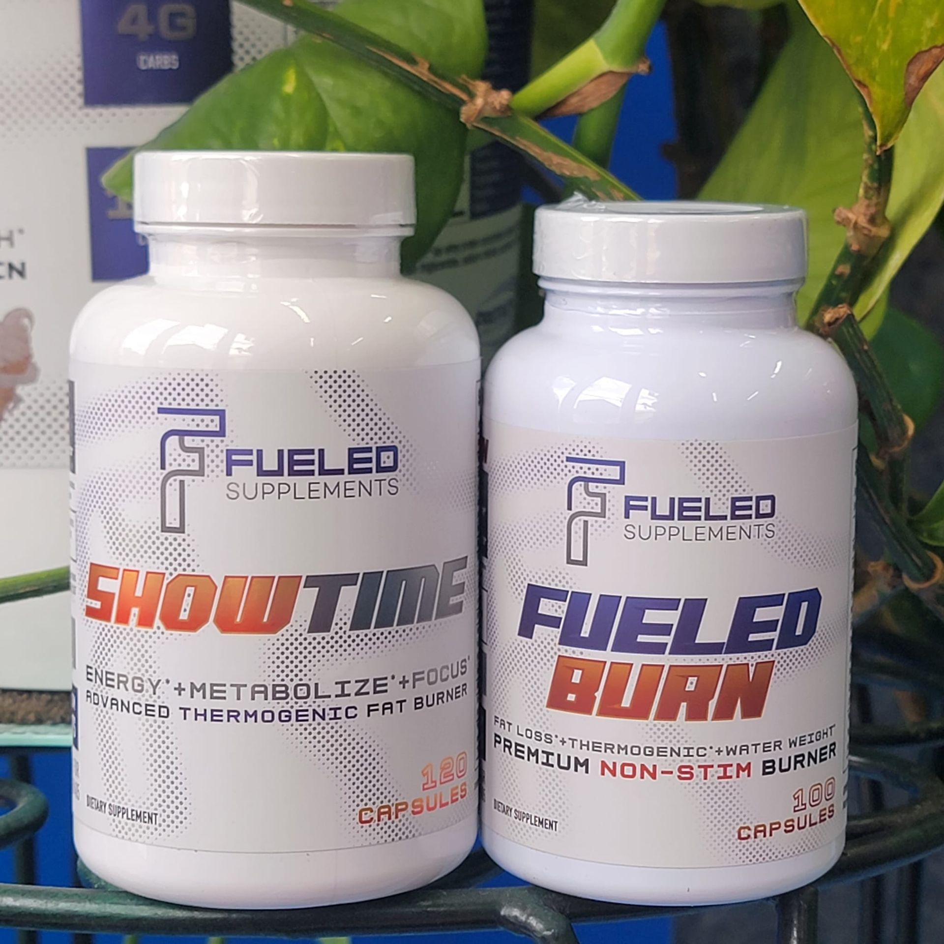 Two bottles of fueled burn sit next to each other.
