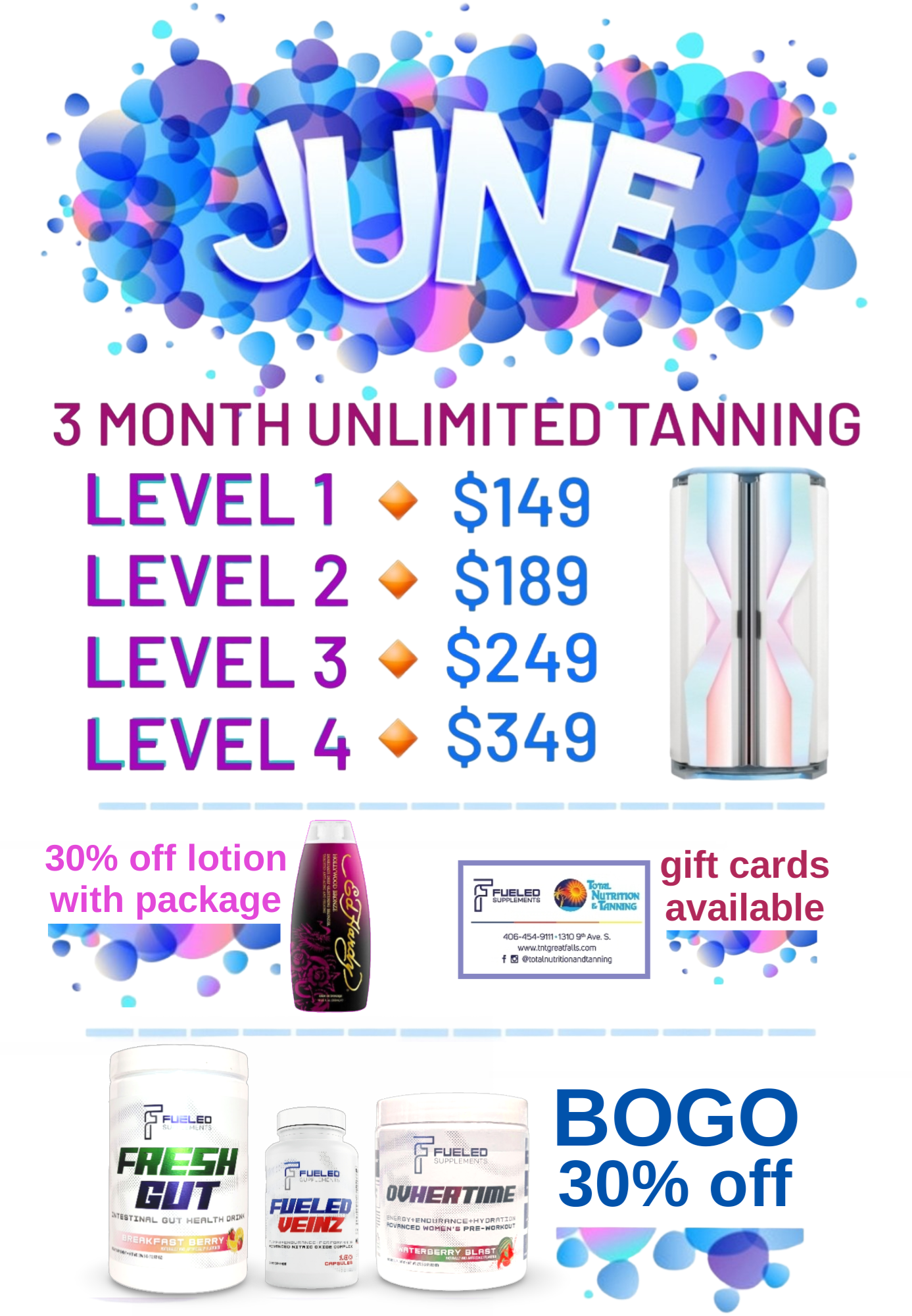 Total Nutrition and Tanning March Specials