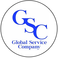 Circular logo: Blue "GSC" letters, "Global Service Company" text on white background.