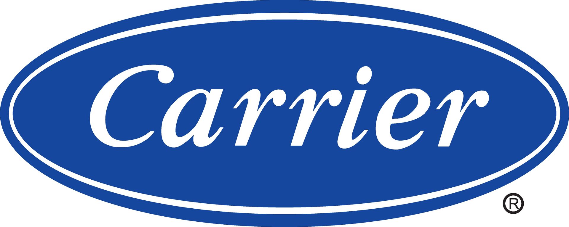 Carrier logo: white text on blue oval, with white border.