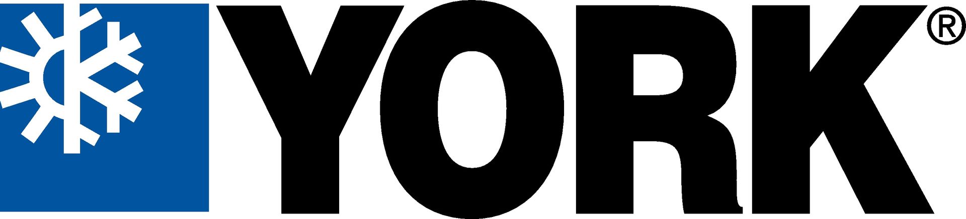 York logo: Blue square with snowflake symbol and bold black