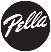 The word pella is written in white on a black circle.