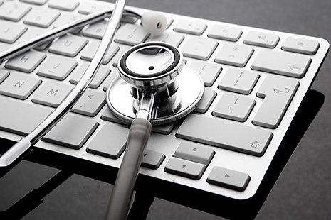 Stethoscope and computer keyboard for appointment record