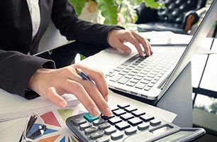Accountant computing taxes