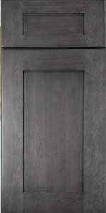 A close up of a gray kitchen cabinet door.