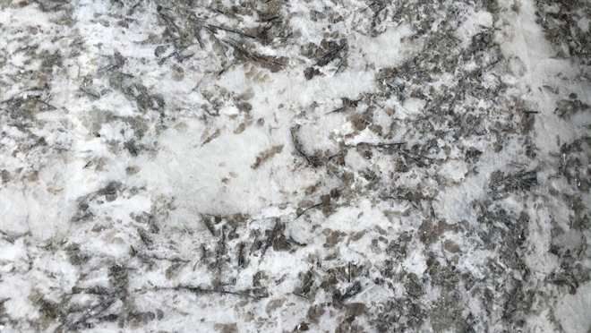 A close up of a rock with a lot of snow on it.