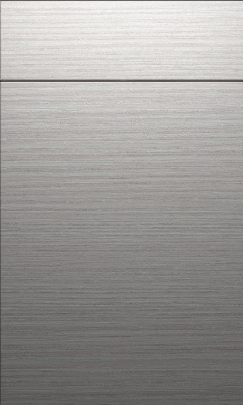 A close up of a stainless steel door with a brushed finish.