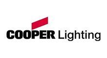 Logo of Cooper Lighting, black text with a red angled square.