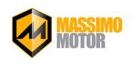 Massimo Motor logo with black and gold shield icon and yellow-gray text