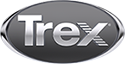 A close up of a trex logo on a white background.
