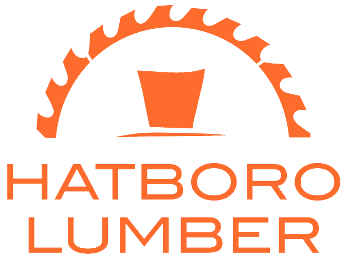 A logo for Hatboro Lumber lumber decking millwork doors