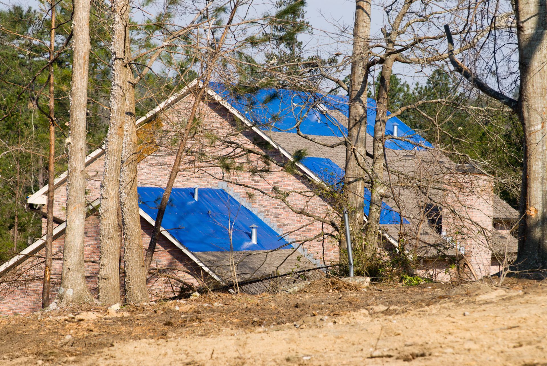 a house with a tarp on top of it