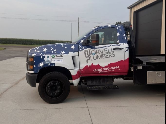 Work truck with American flag design and 