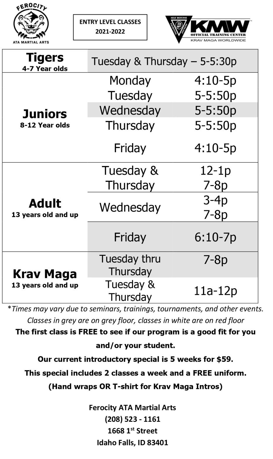 Ferocity ATA Martial Arts Schedule & Events Idaho Falls, ID