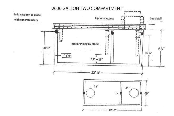2000-Gallon Two-Compartment Grease Trap
