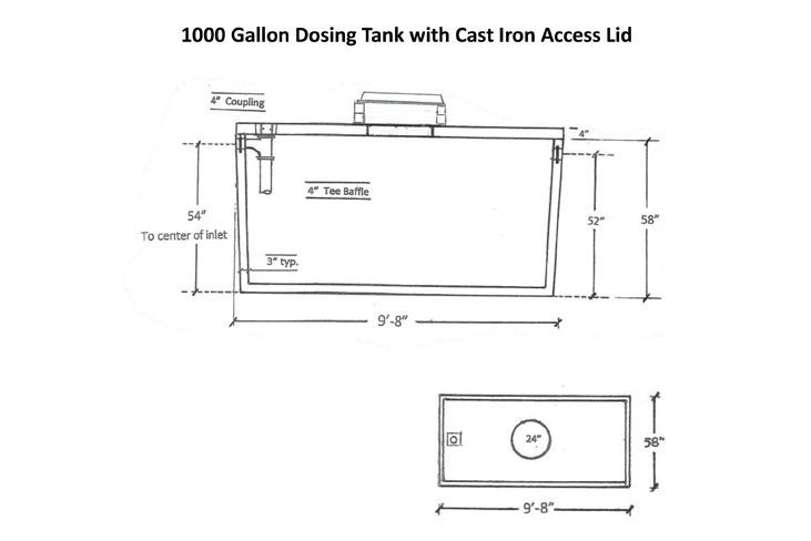 1000-Gallon Dosing Tank with Cast Iron Access Lid