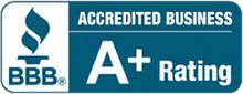 A bbb accredited business a+ rating logo