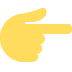 Yellow pointing hand emoji on white background, pointing to the right