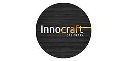 Logo for InnoCraft Cabinetry, a black circle with white text and a gold accent line.