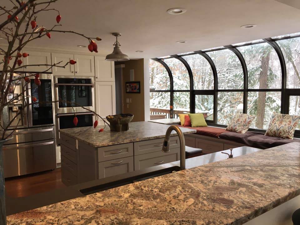 Kitchen with wide windows