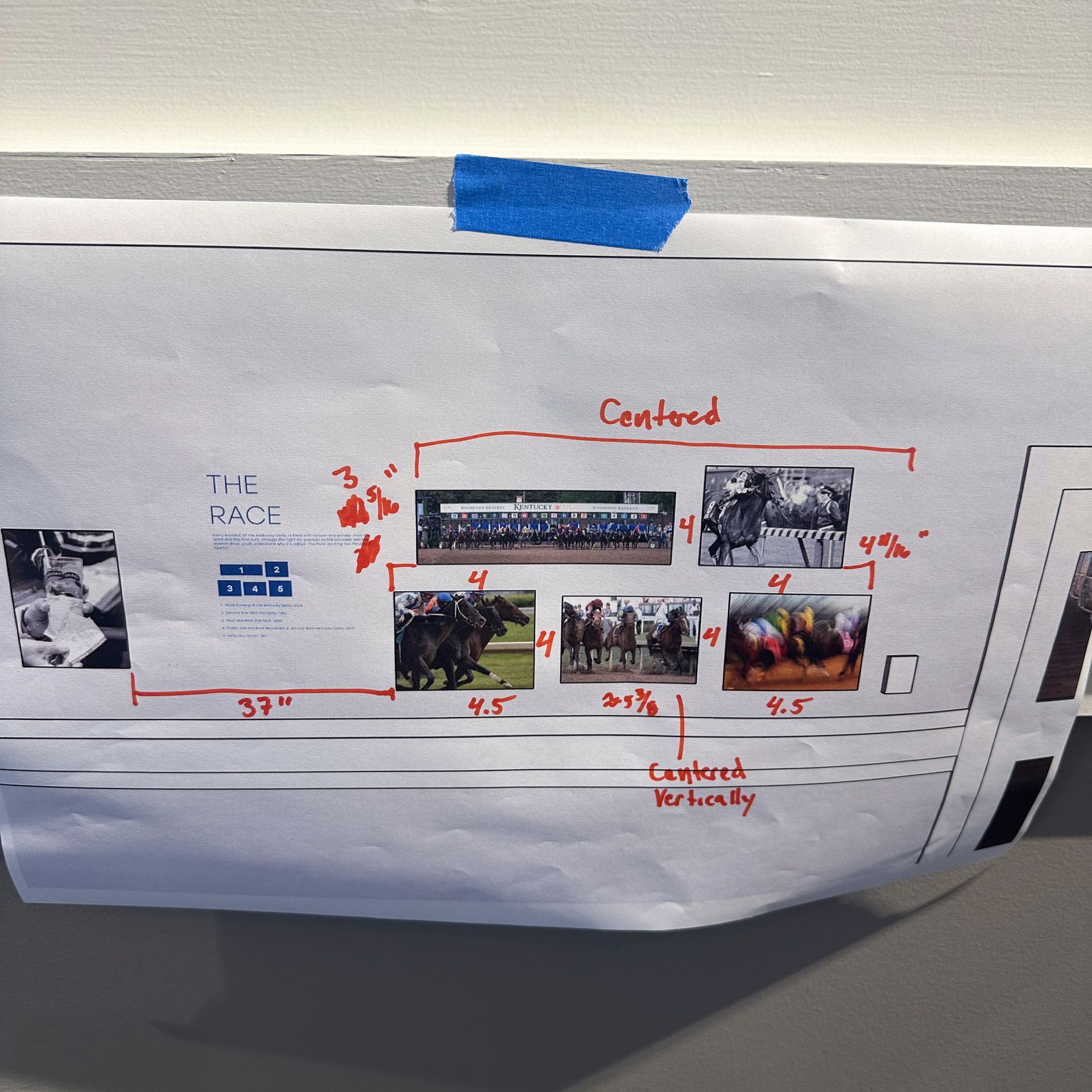 White paper with photos, red markings, and text about 