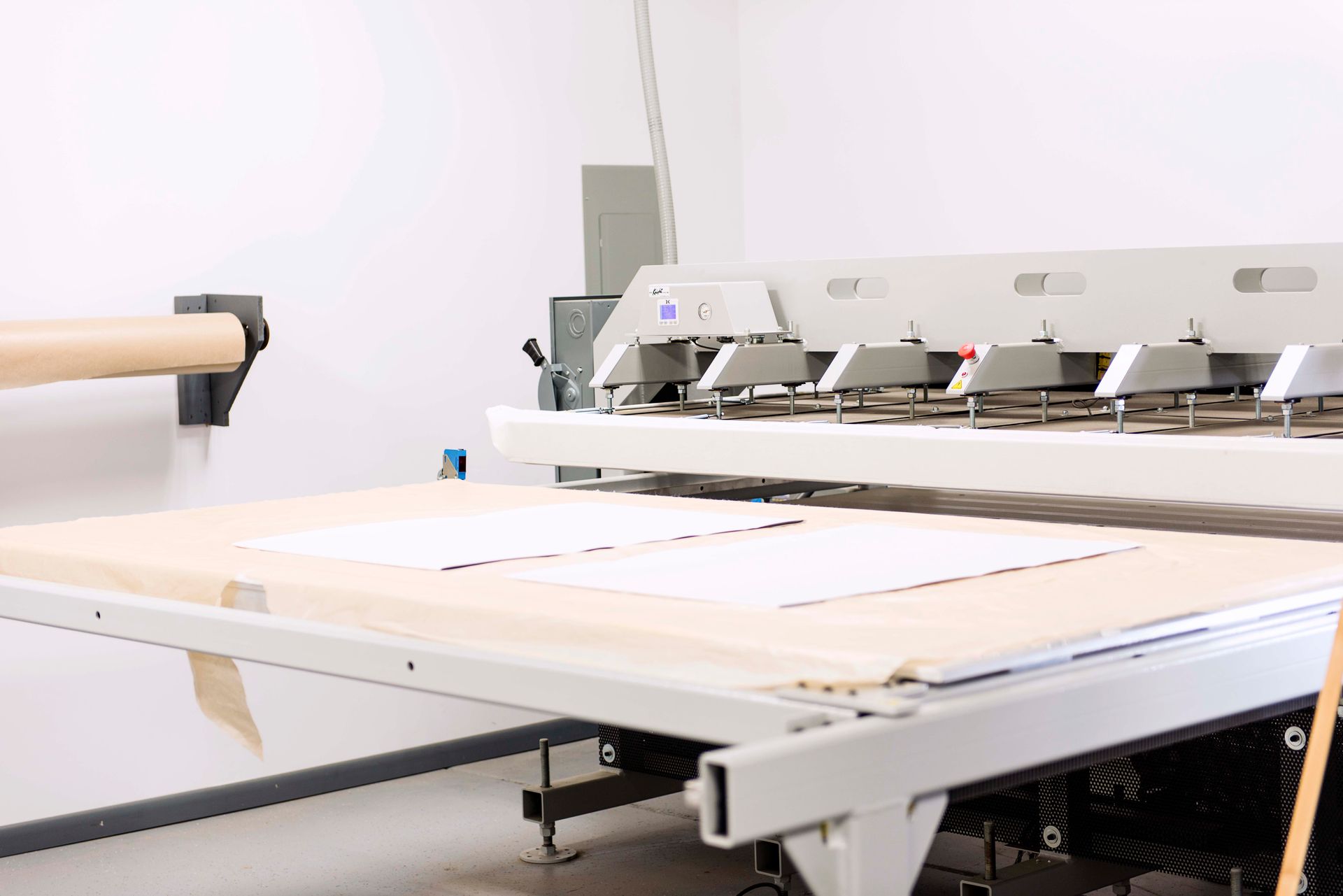 Large industrial fabric cutting machine.