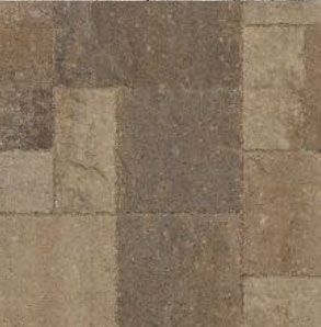 Brown and tan stone tile flooring with a textured surface.