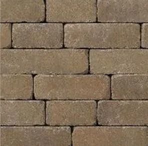 Brown rectangular brick wall.