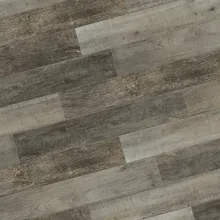 Wood-look flooring planks in various shades of gray and brown arranged diagonally.
