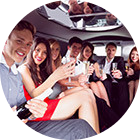 Group of people inside limo