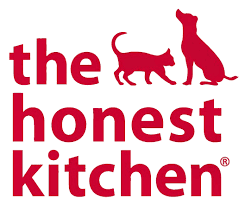 A red and white logo for the honest kitchen