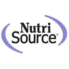 The nutri source logo is a purple and black logo with a purple circle around it.