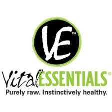 The logo for vital essentials is purely raw , instinctively healthy.