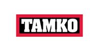 TAMKO logo in bold white letters on a red and black background