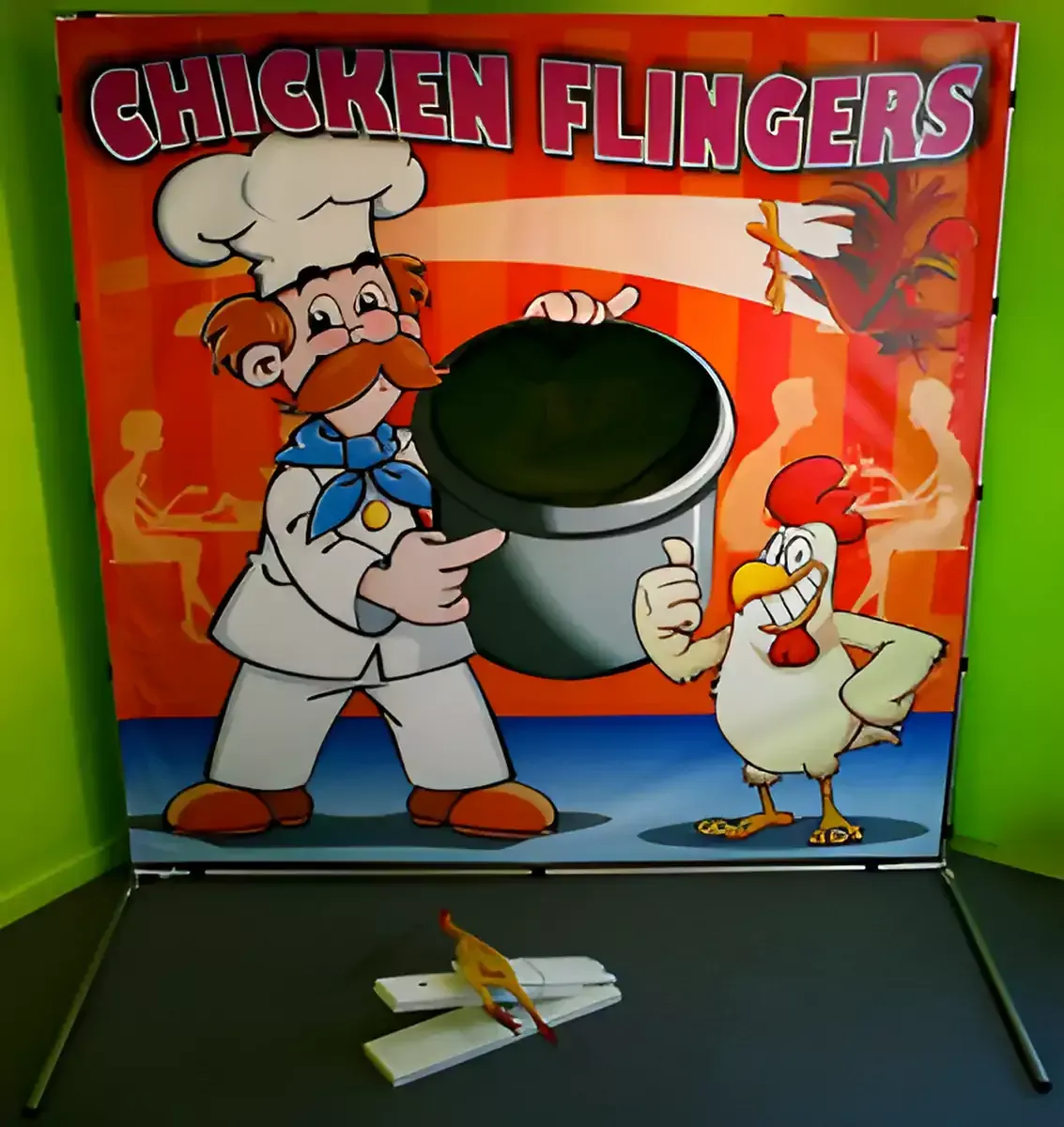 A sign that says chicken flingers on it