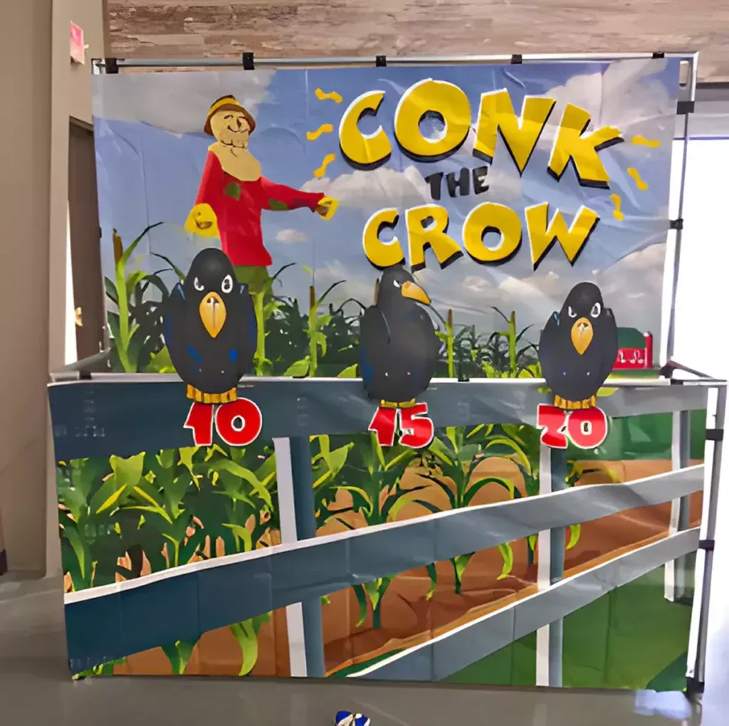 A sign that says conk the crow on it