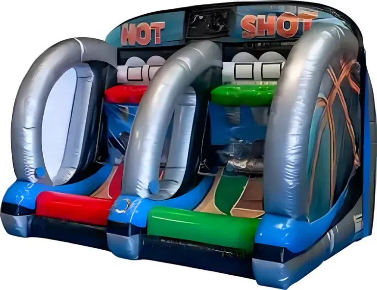 A large inflatable basketball game called hot shot