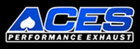 Logo with blue "ACES" and white spade symbol, "PERFORMANCE EXHAUST" below, all on a black background.