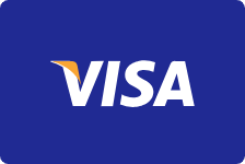 Visa credit card logo on a blue background.