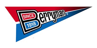 Berryman logo on red, white, and blue triangular banner with “Since 1918” text