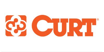 CURT logo in orange with a stylized emblem on the left