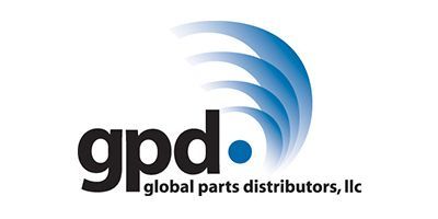 Gpd logo with blue swoosh above black lowercase text “global parts distributors, llc”