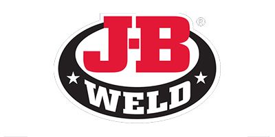 JB Weld logo with red J-B text over a black oval and white WELD lettering