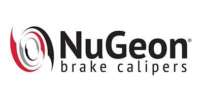 NuGeon brake calipers logo in black and red with a gray spiral icon