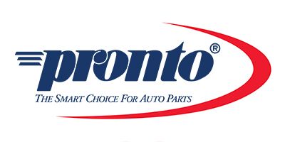 Pronto auto parts logo in blue italic text with red swoosh and tagline “The Smart Choice for Auto Parts”
