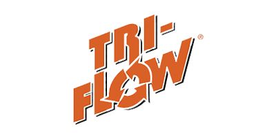Orange Tri-Flow logo with stylized text and circular graphic on a white background