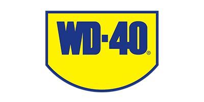 WD-40 logo in blue and yellow shield design