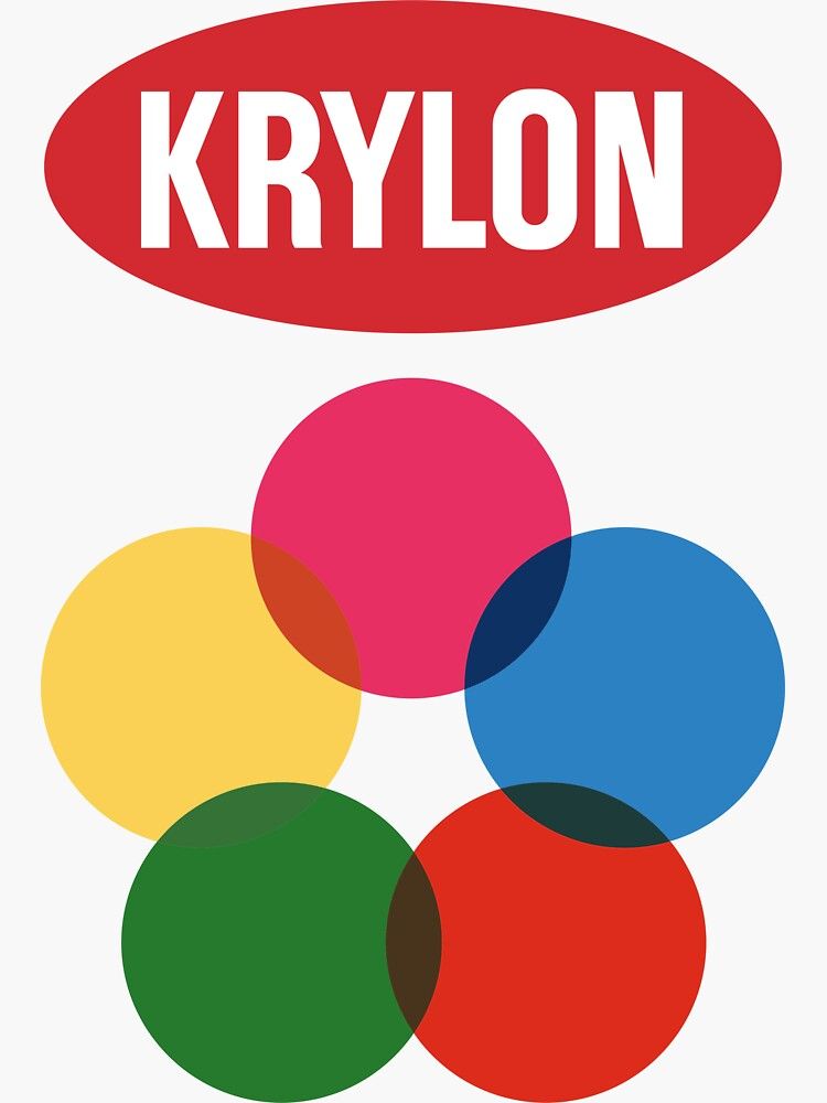 KRYLON logo above five overlapping colored circles: pink, yellow, blue, green, and red