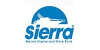 Sierra Marine Engine and Drive Parts logo in blue with a stylized white speedboat