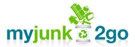 MyJunk2Go logo with green recycling symbols over blue and green text on a white background